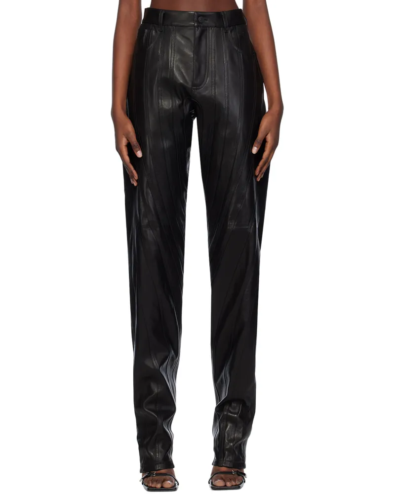 Thierry Mugler Black Spiral Leather Pants 1999