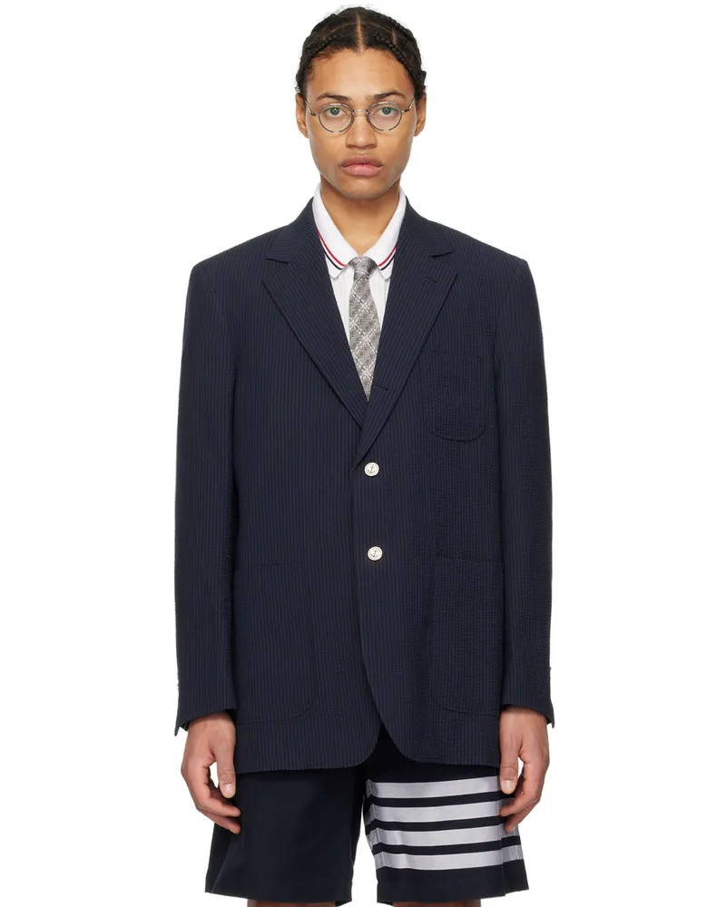 Thom Browne Navy Striped Blazer 415
