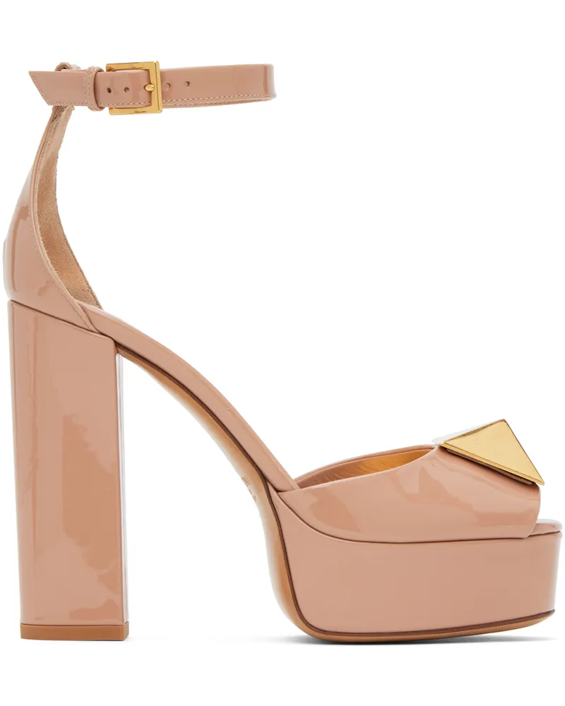 Valentino Garavani Beige One Stud 120 Platform Heeled Sandals Gf9