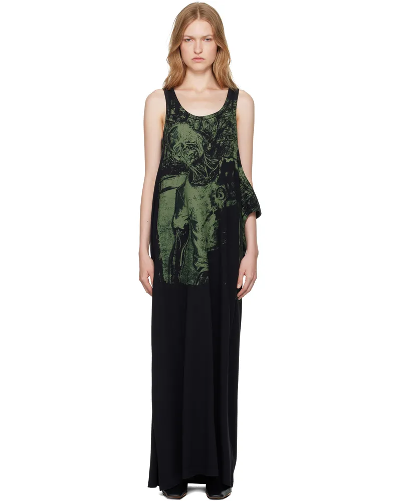 Maison Margiela Black & Green Basic Jersey Maxi Dress 900