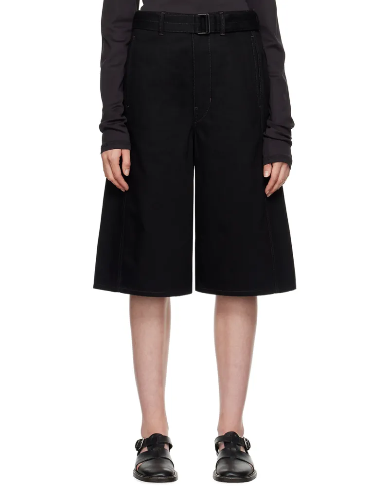 Christophe Lemaire Black Twisted Belted Denim Shorts Bk999