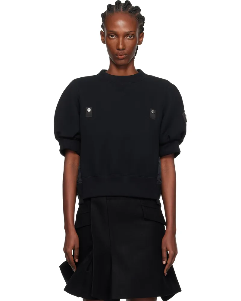 Sacai Black Sponge x Nylon Twill Sweatshirt 001