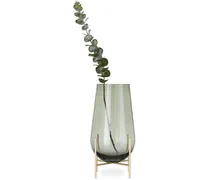 Smoke Glass & Brass Small Échasse Vase
