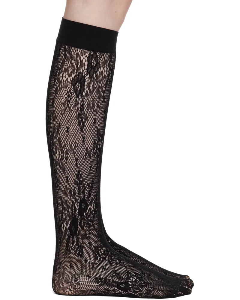 Swedish Stockings Black Rosa Lace Knee-High Socks Black