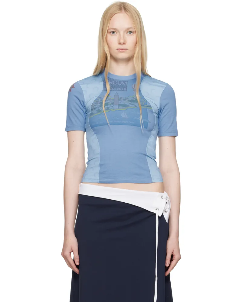 Marine Serre Blue Regenerated Graphic Baby Fit T-shirt Bl05