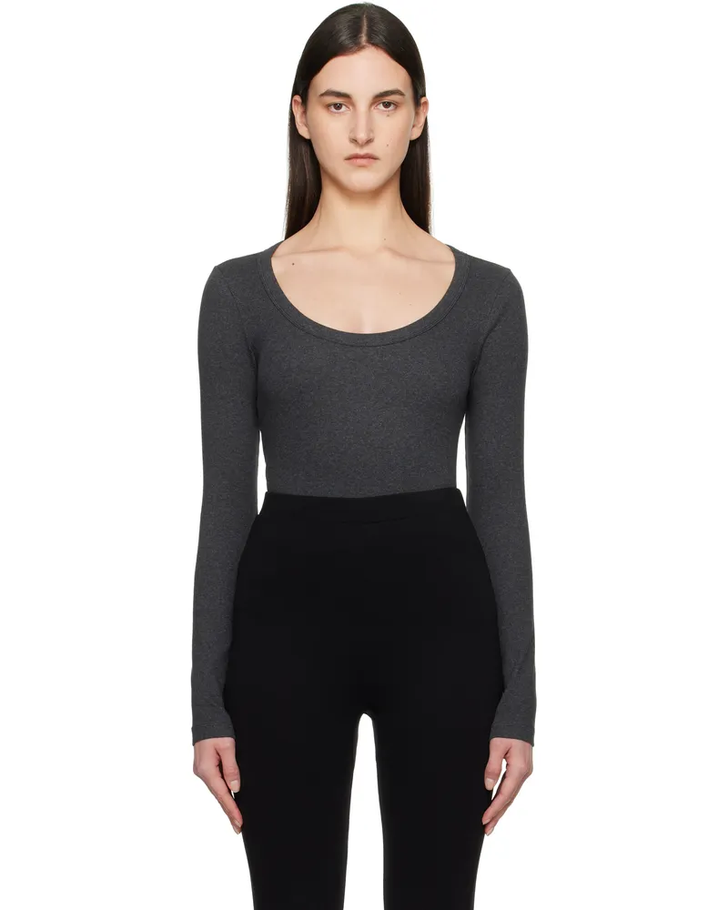 Totême Gray Classic Rib T-shirt Charcoal