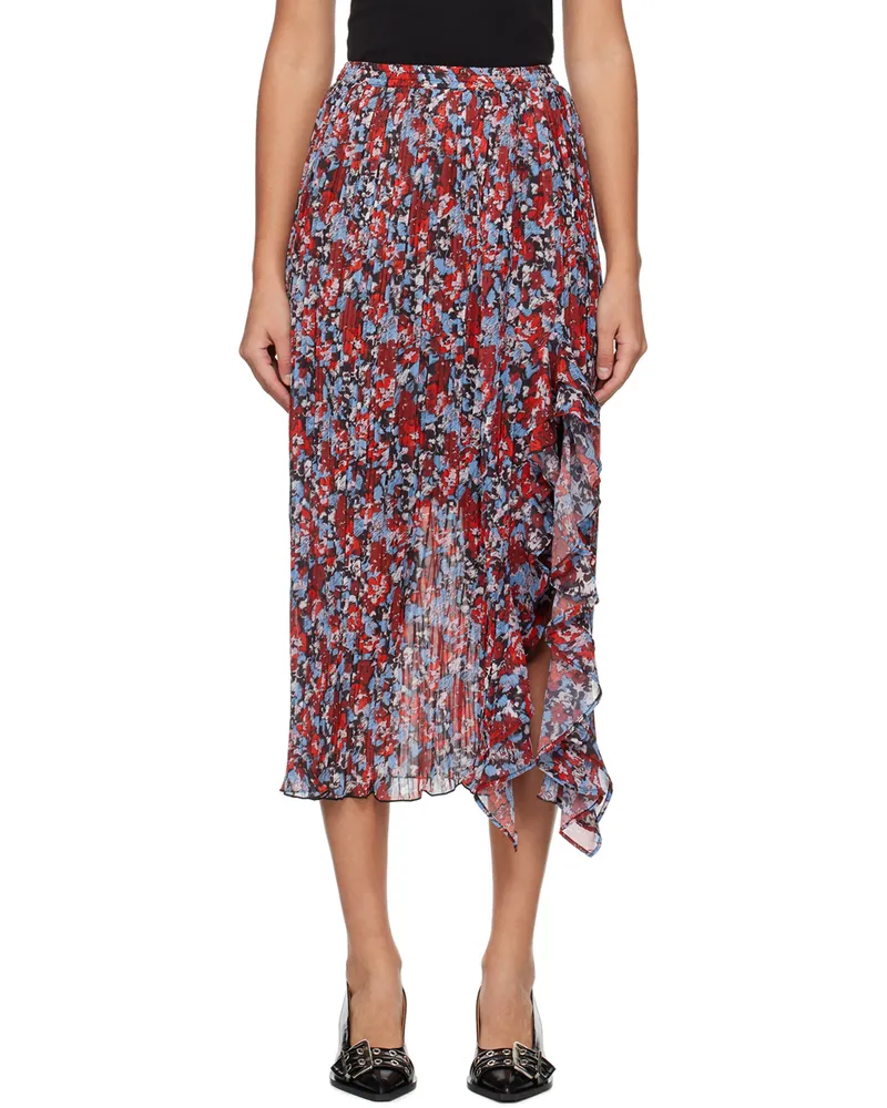Ganni Multicolor Pleated Midi Skirt 472