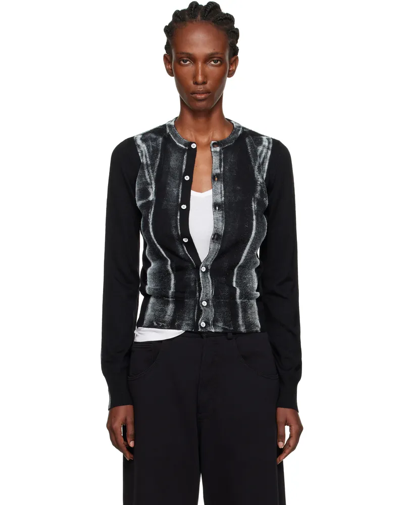 Maison Margiela Black Folded Printed Gauge 14 Cardigan 900s
