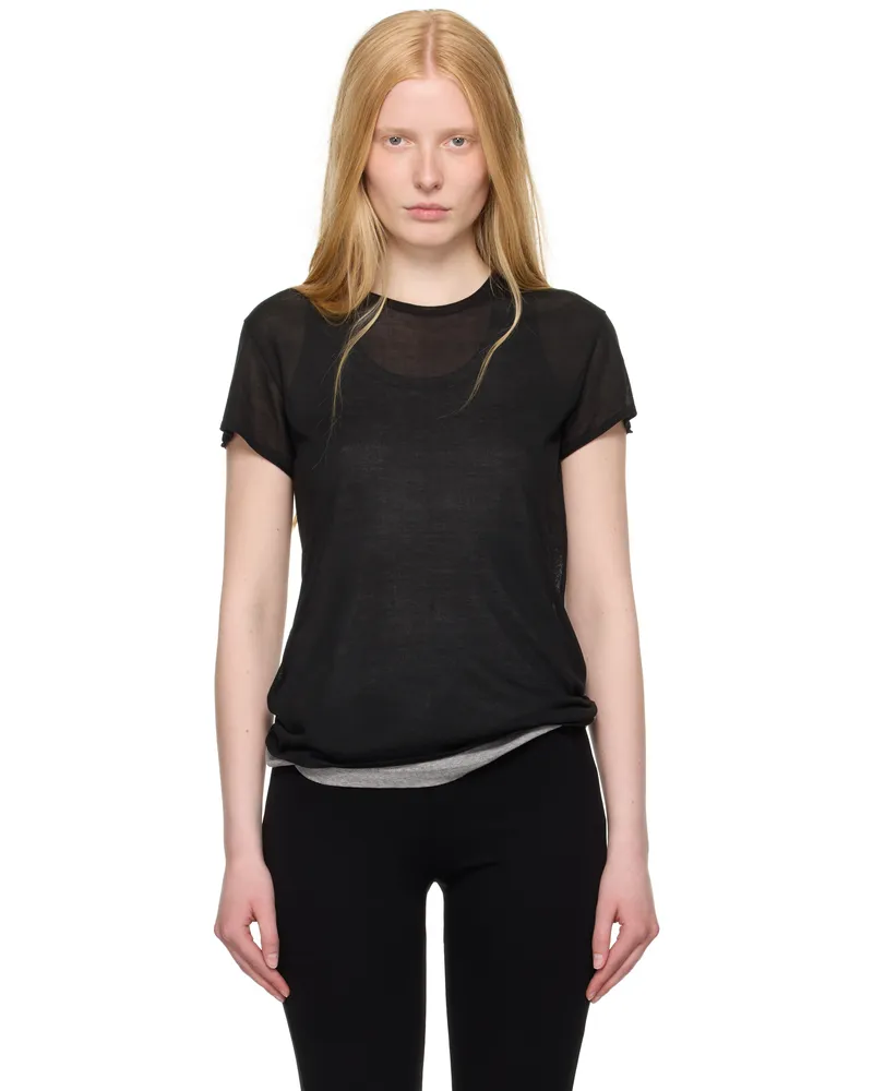 Totême Black Silk T-shirt Black