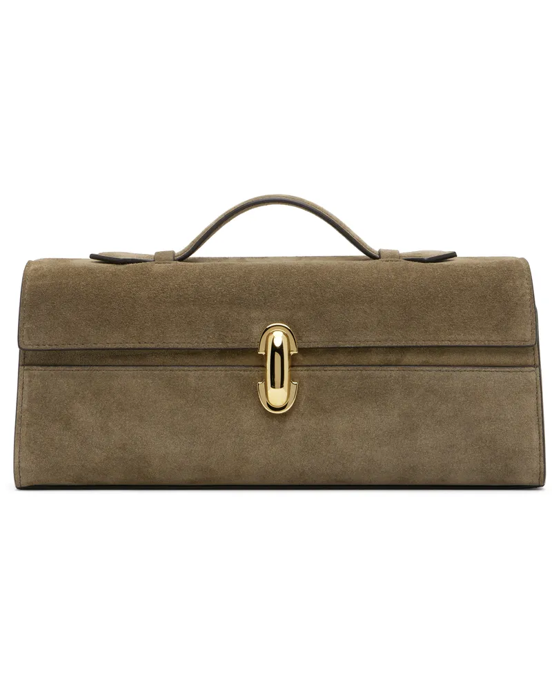 SAVETTE Taupe Slim Symmetry Pochette Bag 021