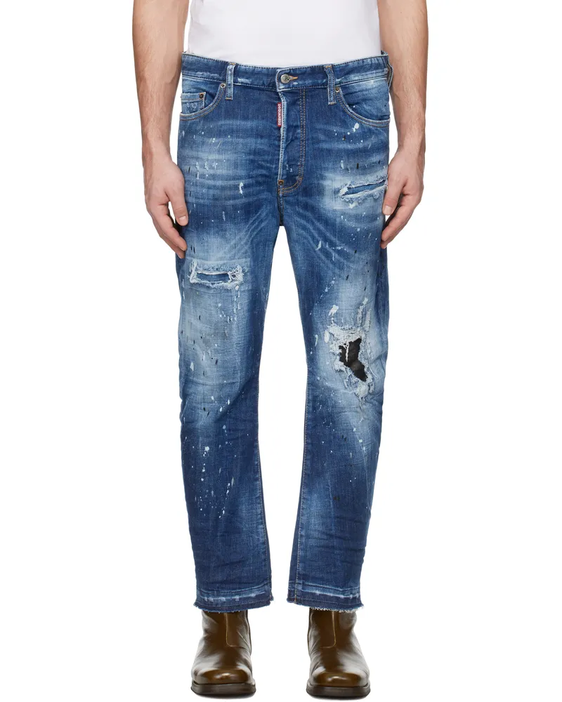 Dsquared2 Blue Medium Ripped Wash Bro Jeans 470