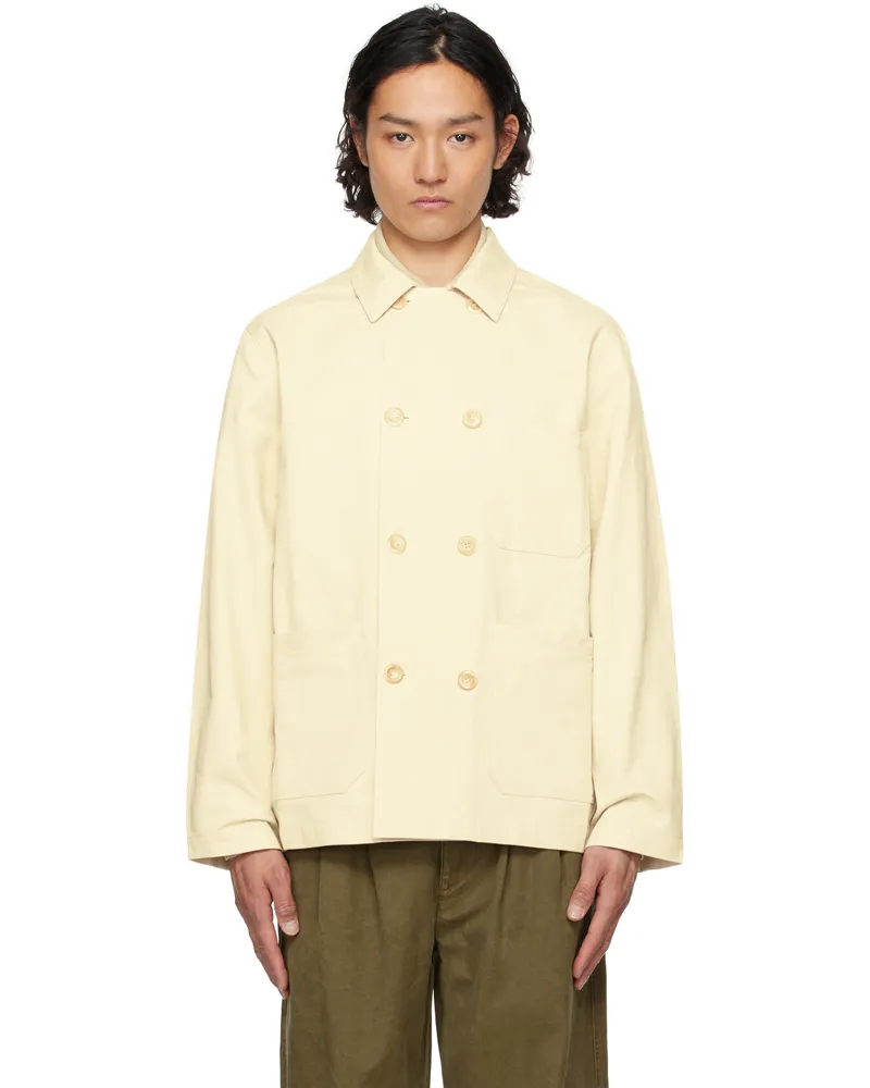Drake's Off-White Double Breasted Chore Jacket 000