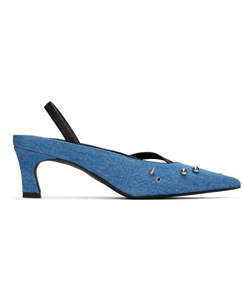 Justine Clenquet Blue Joy Denim Slingback Heels Denim