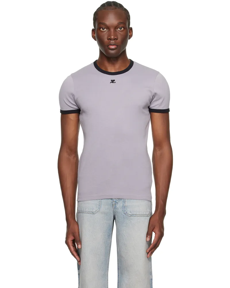 Courrèges Gray Contrast T-Shirt Smoke