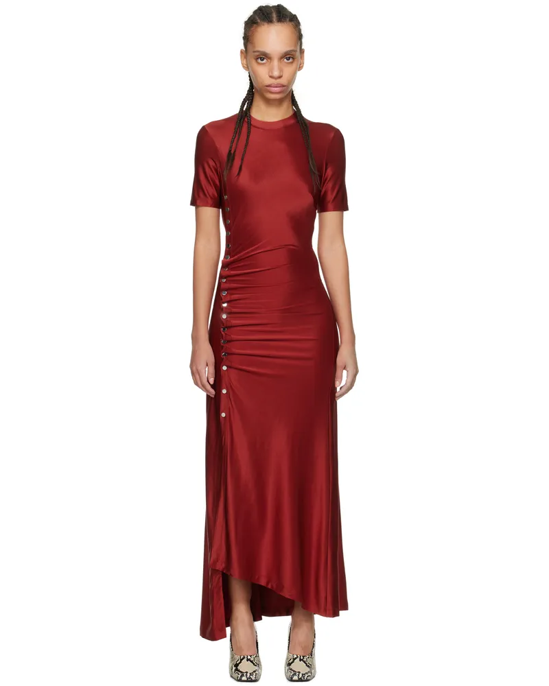 Paco Rabanne Red Draped Maxi Dress P644