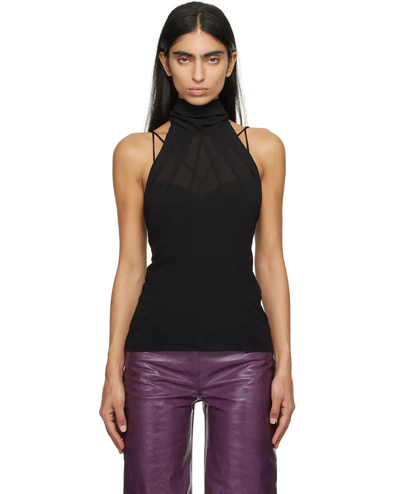16ARLINGTON Black Wolte Tank Top Nero