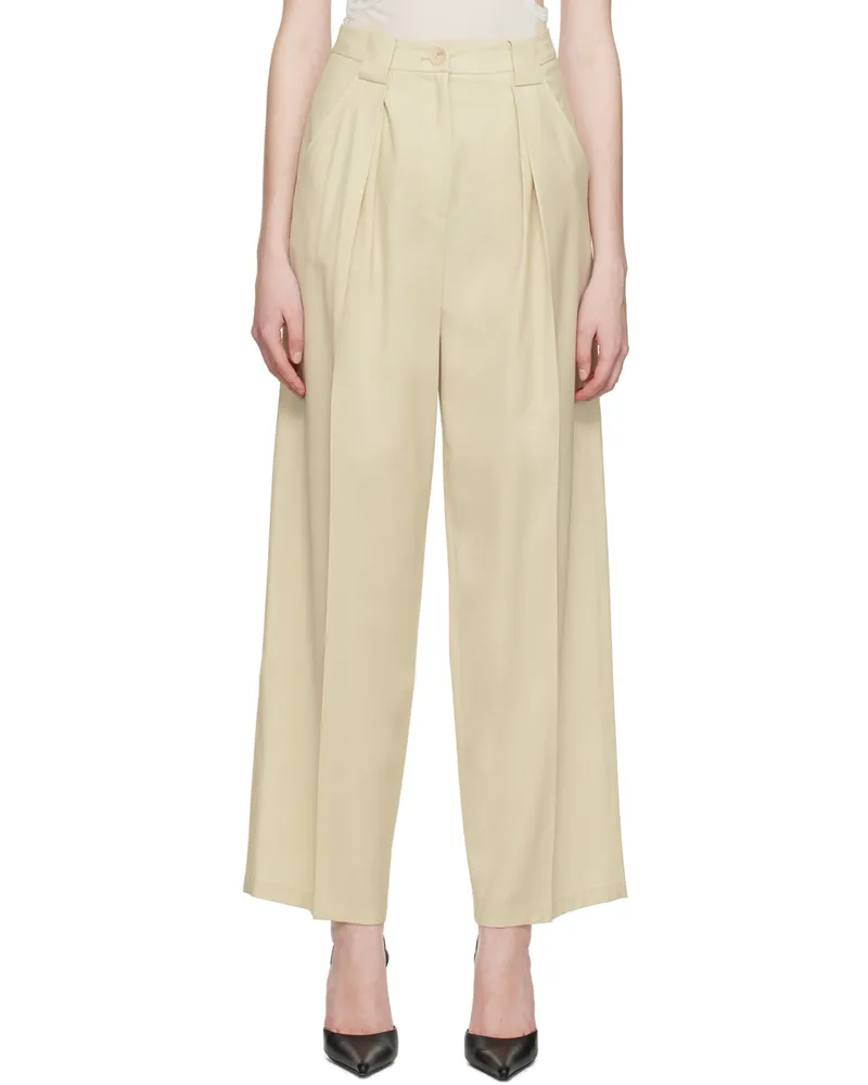 LVIR Beige Tuck Trousers Beige