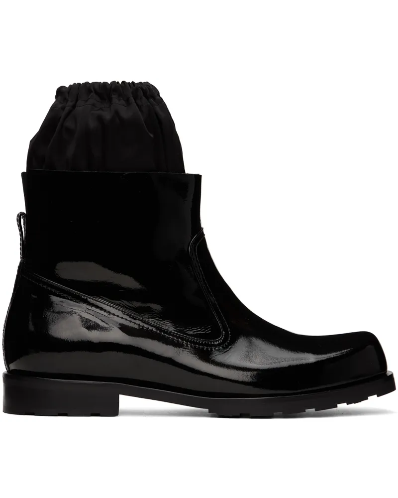 WE 11 DONE Black Enamel Boots Black