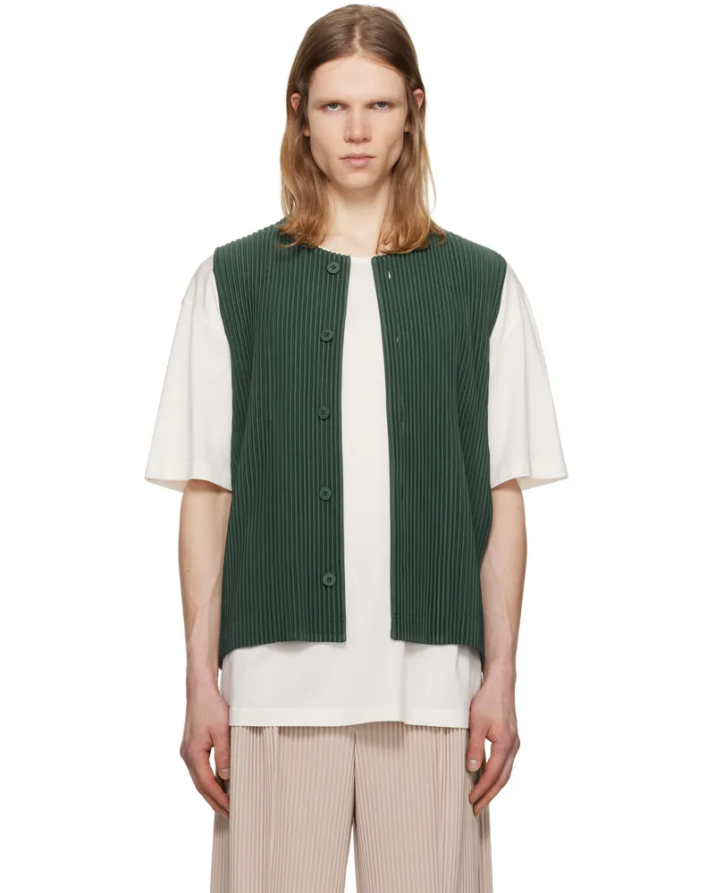 Issey Miyake Green Pleats 1 Vest 68-evergreen