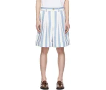 Blue & White Cuffed Shorts