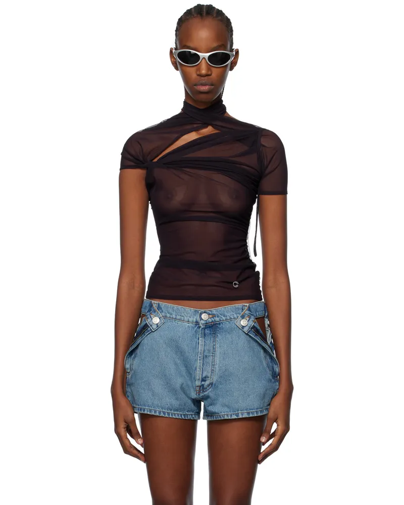 COPERNI Burgundy Asymmetric Draped T-Shirt Bgdy