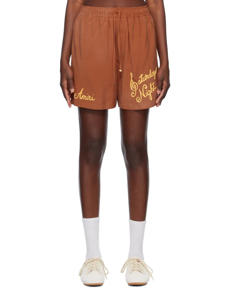 Amiri Orange Saturday Night Shorts Burnt