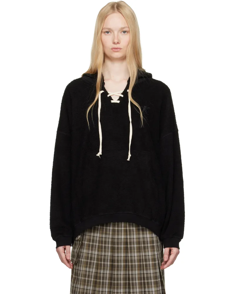 OPEN YY Black Terry Lace-Up Hoodie Black