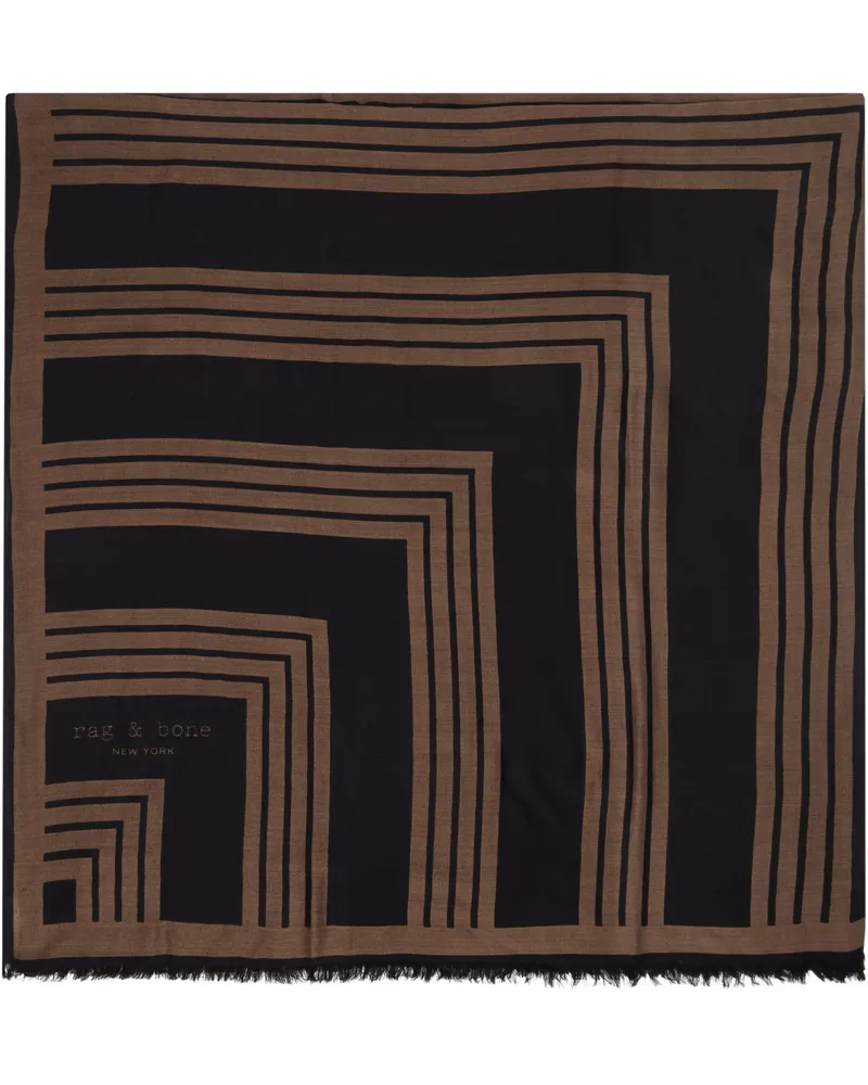 Rag & Bone Brown & Black Harlow Geo Scarf Drkespso