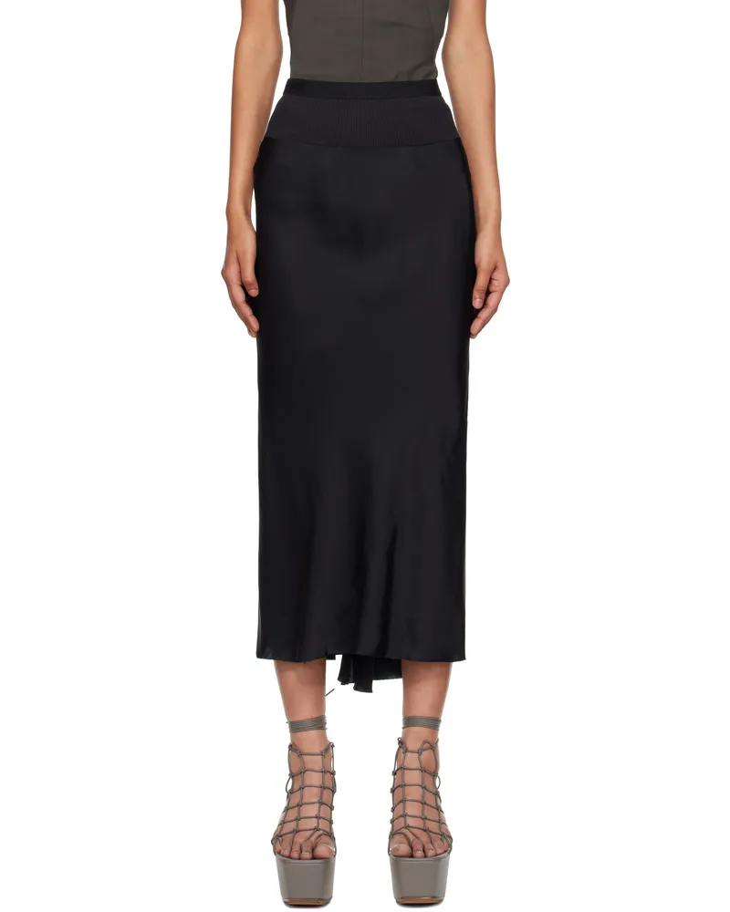 Rick Owens Black Concordians A Line Bias Midi Skirt 09