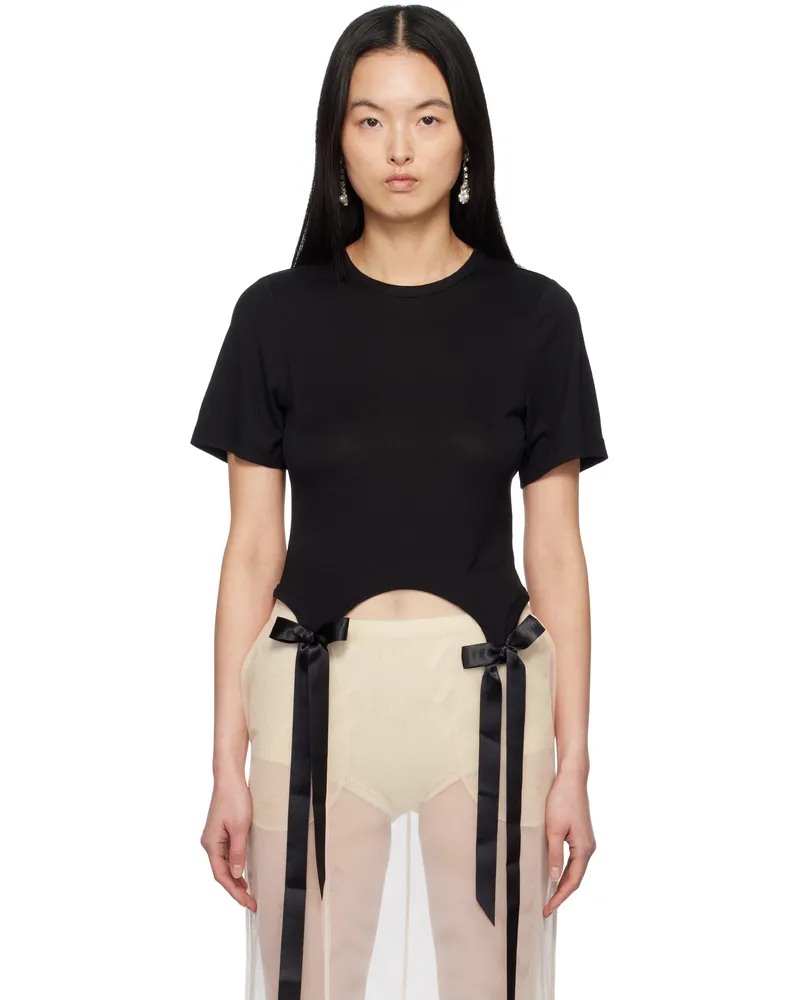 Simone Rocha Black Bow Tail Easy T-shirt Black