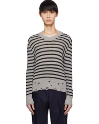 LARDINI Gray Striped Sweater 910ne