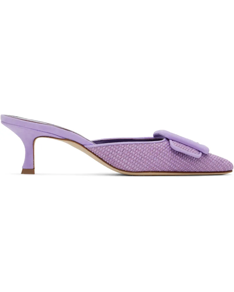 Manolo Blahnik Purple Maysalebi Mules 5146