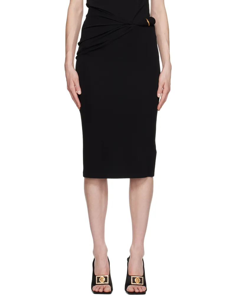 Versace Black Rolled Midi Skirt 1b000