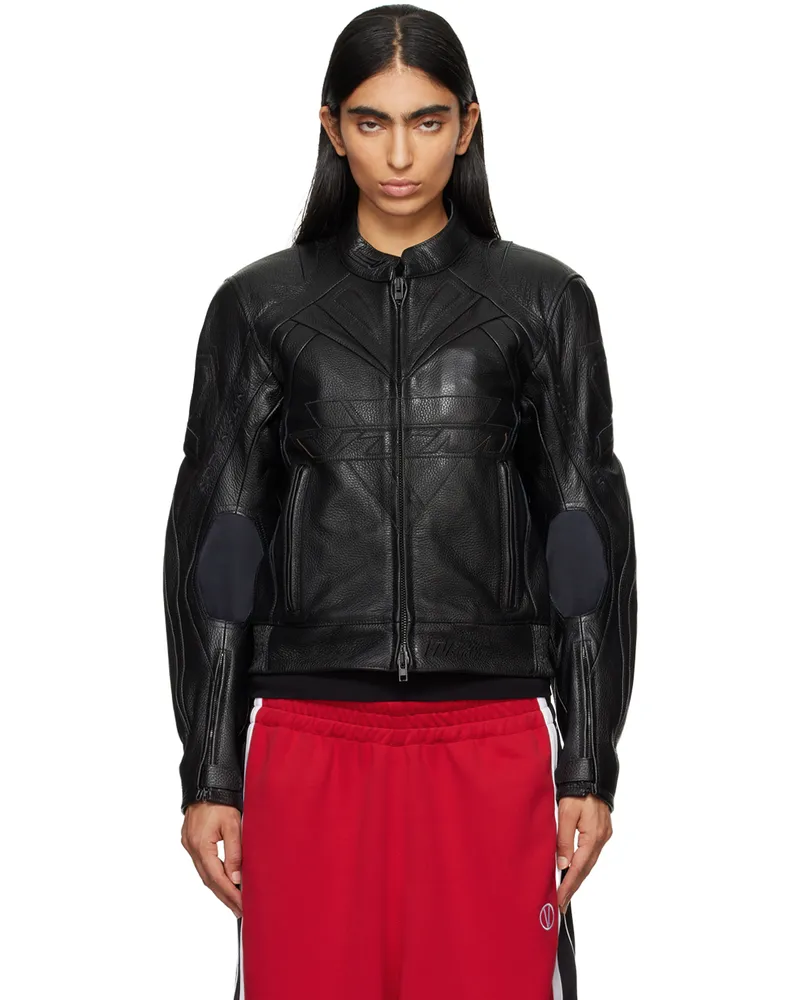 VETEMENTS Black Pro Racing Leather Jacket Black