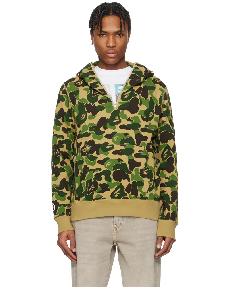BAPE Green ABC Camo Shark Half Zip Hoodie Green