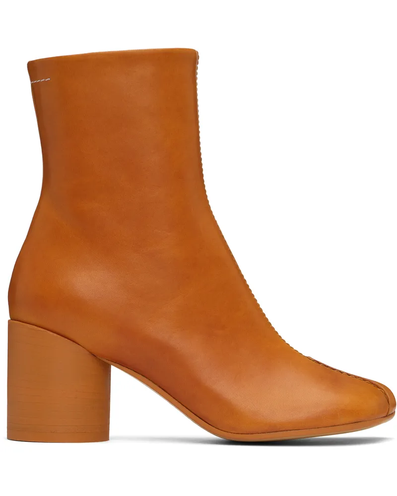Maison Margiela Tan Stitch-out Leather Ankle Boots T2222