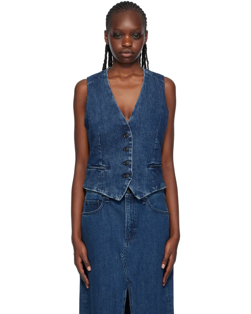 Rag & Bone Navy Priya Denim Vest Ari