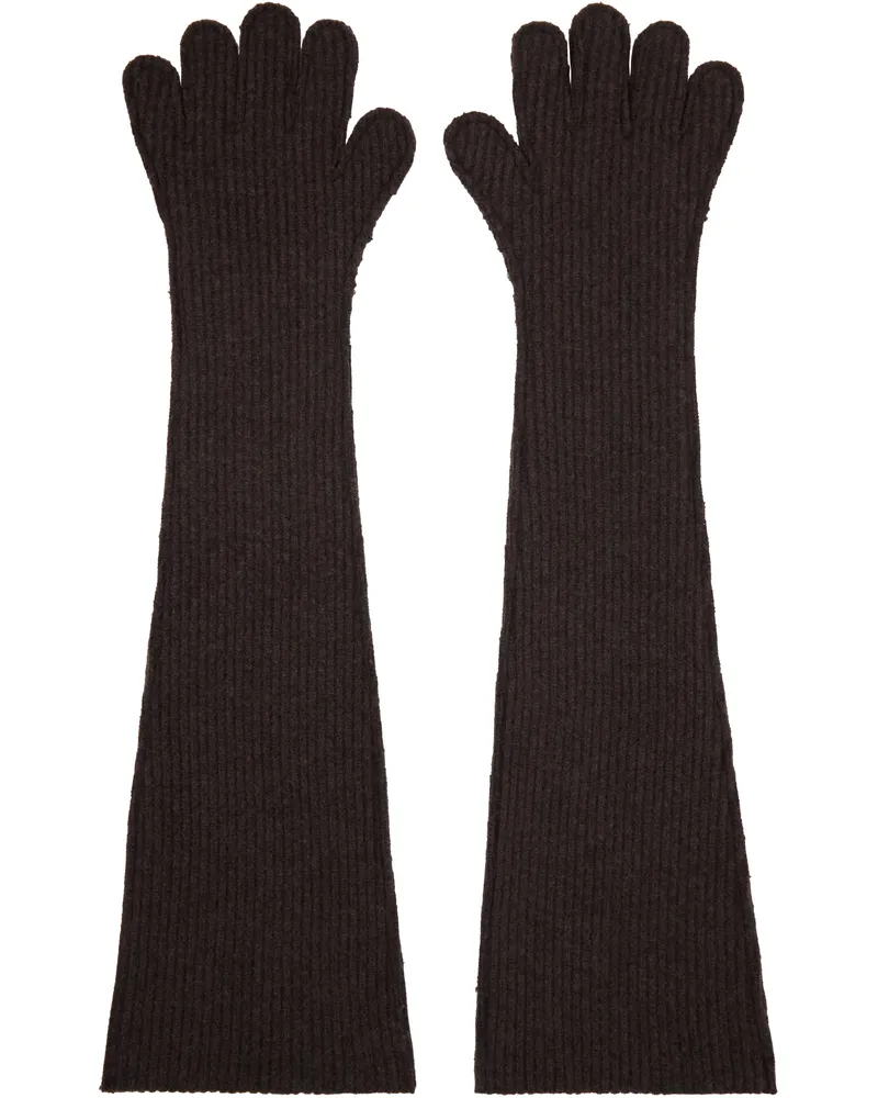 Marni Brown Oversized Wool Gloves 00m71
