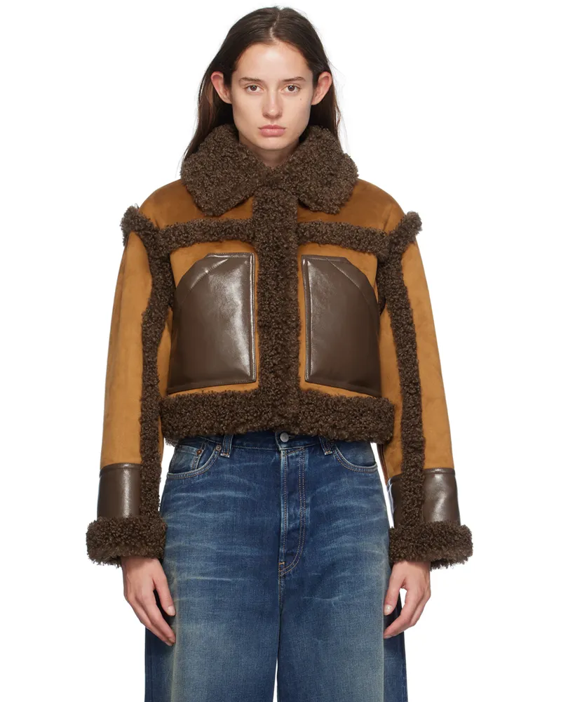 STAND Tan & Brown Edith Faux-Shearling Jacket 10110