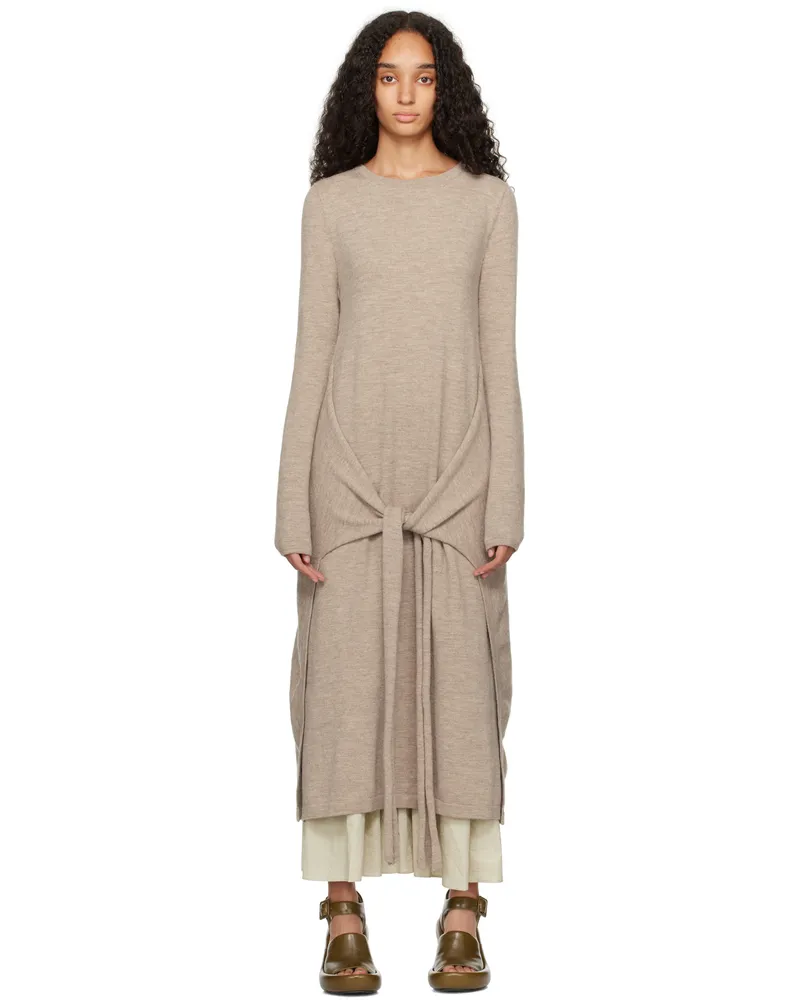 Lauren Manoogian Beige Sleeves Midi Dress D03