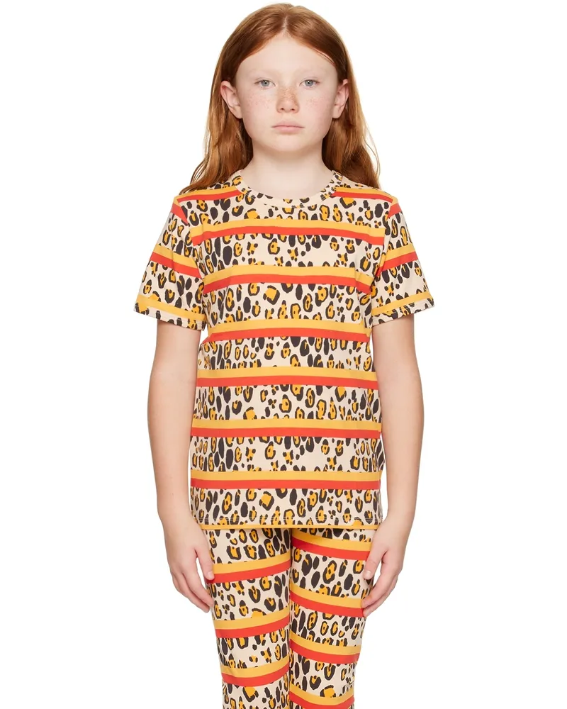 Mini Rodini Kids Beige Leopard Stripe T-Shirt 00