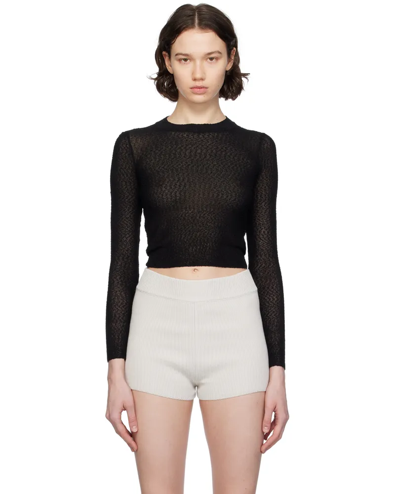 AMI Paris Black Cropped Sweater Black