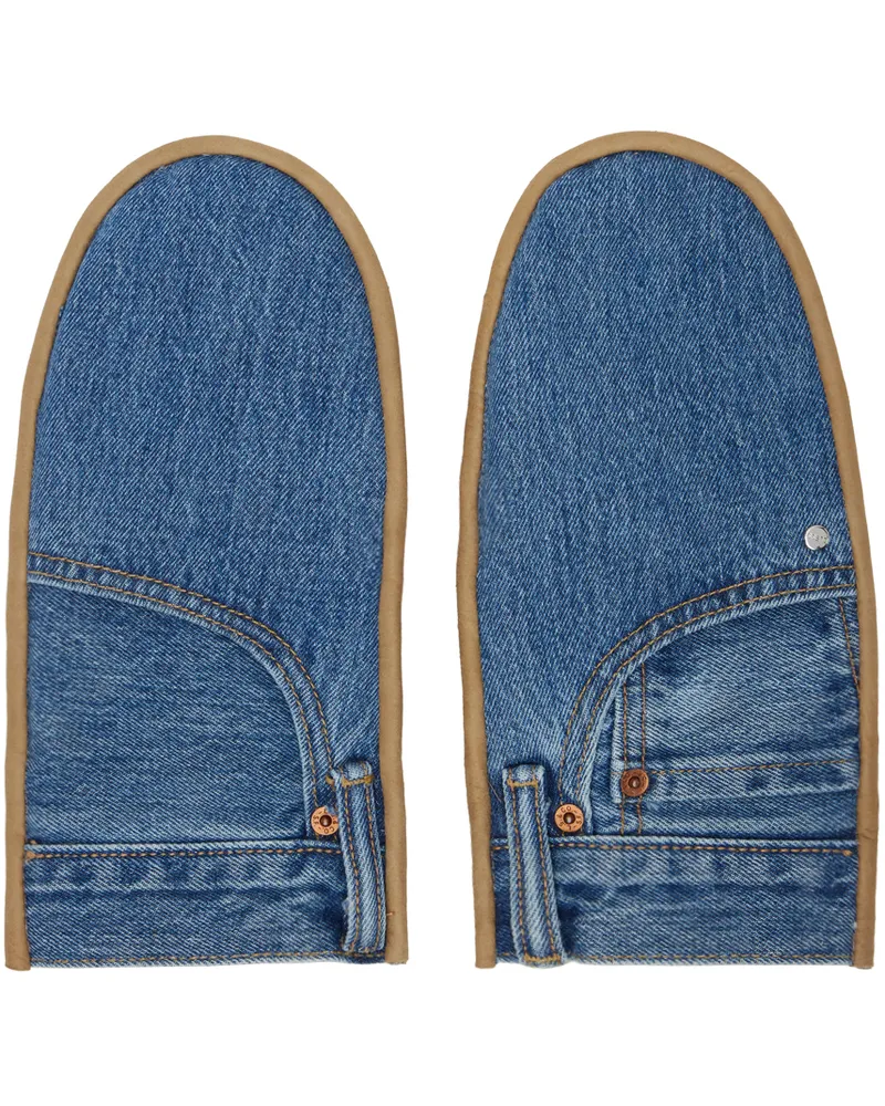 BLESS Blue & Tan Pocketgloves Mittens Blue