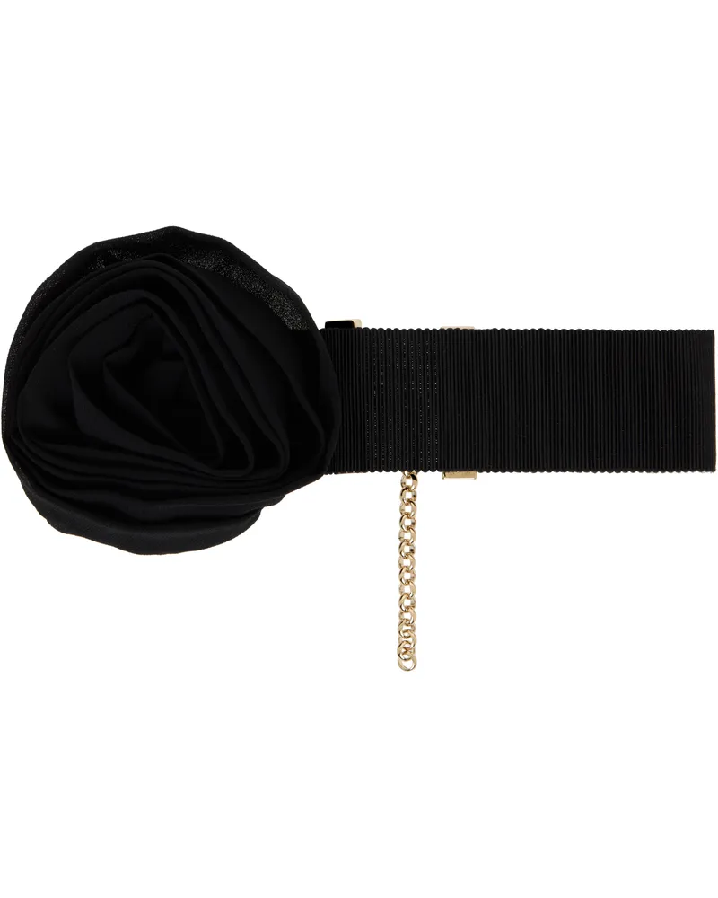 Blumarine Black Grosgrain Rose Choker N0990