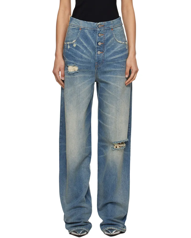 Maison Margiela Blue Distressed 5 Pockets Jeans 961