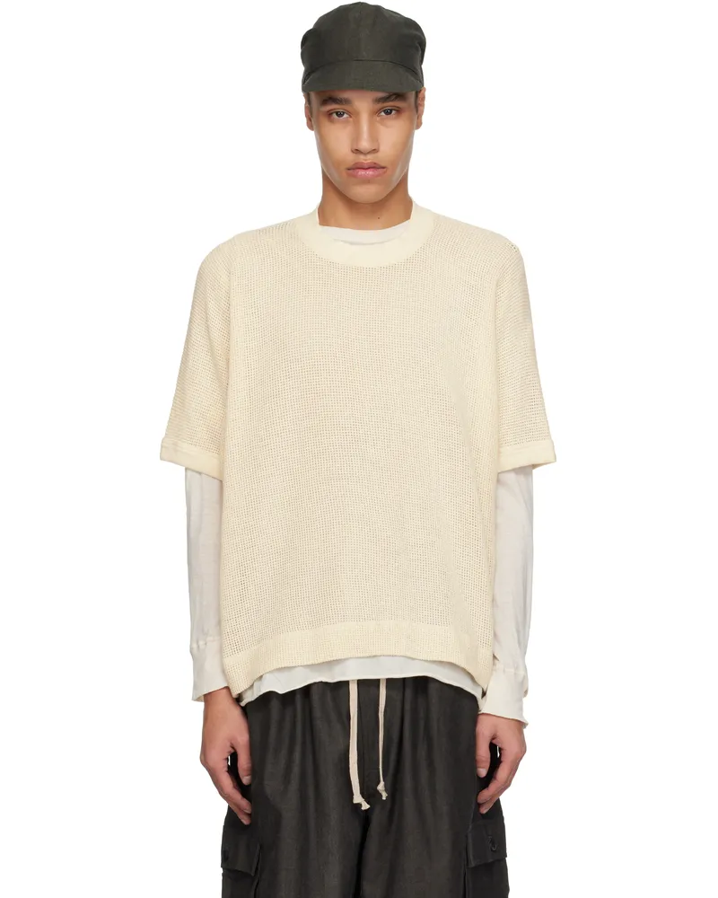 Jan-Jan Van Essche Off-White O-Project Mesh Jersey Basic T-shirt Kinari