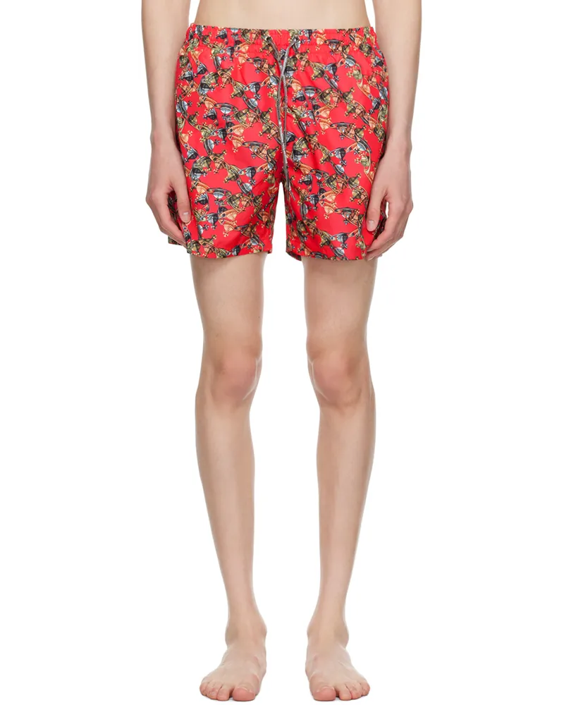 Vivienne Westwood Red Crazy Orb Swim Shorts Red