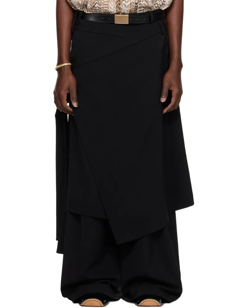 LU'U DAN Black Apron Skirt Black