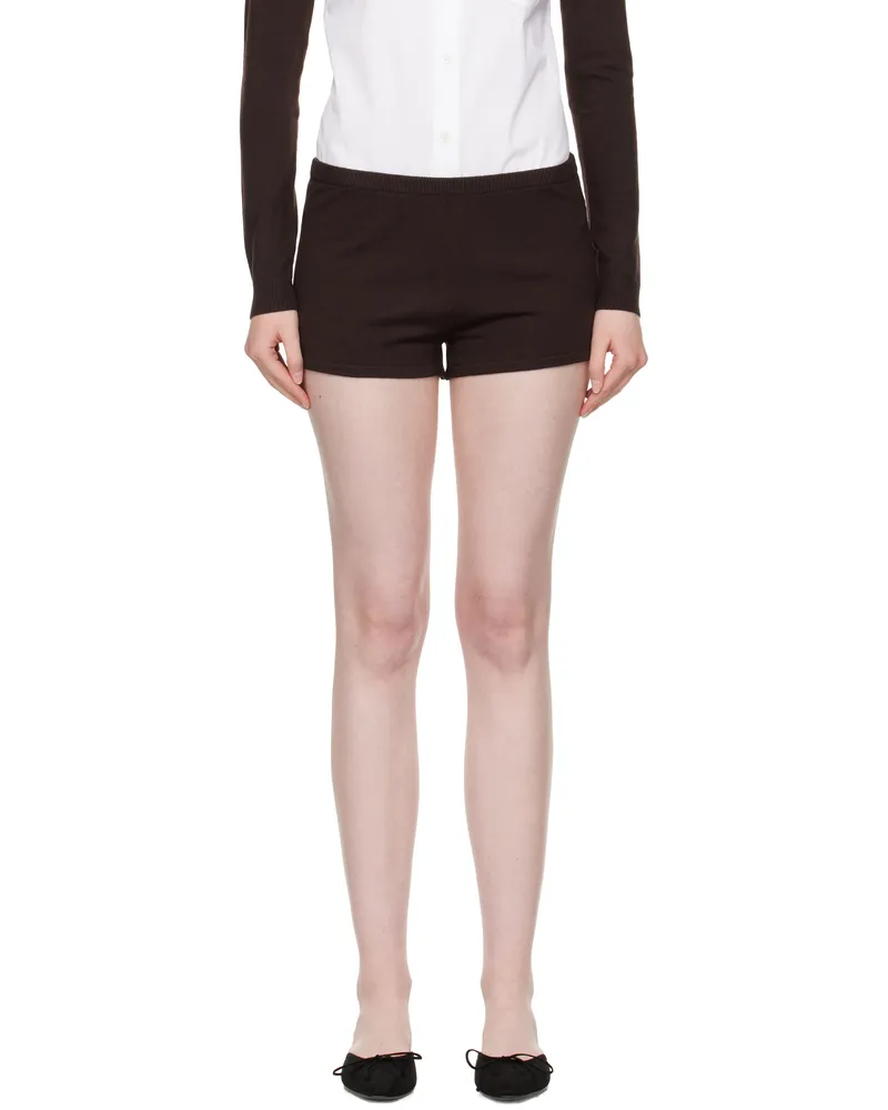 Sandy Liang Brown Hazy Knit Shorts Brown