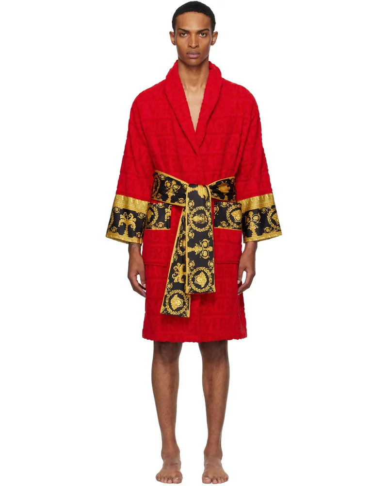 Versace Red 'I Heart Baroque' Bathrobe Z4003-red